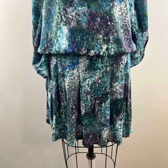 Mado Et Les Autres Green Blue Top and Skirt Set Marble Print Boat Neck Size 36 - Picture 4 of 11